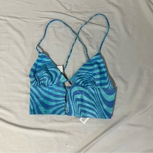 Zara blue size small blue satin retro crop top